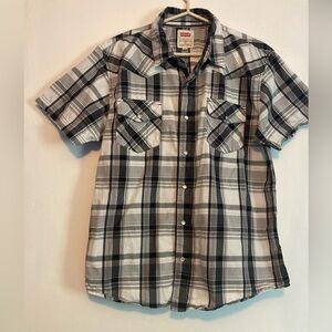 Levi's SZ XL black and gray Western style short sleeve Button Down Shirt